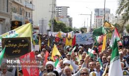 فریاد مرگ بر اسرائیل بوشهری‌ها در کرانه خلیج‌ فارس
