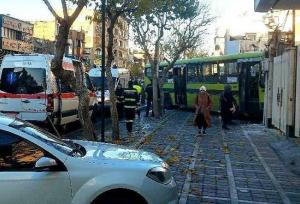 برخورد اتوبوس با ساختمان مسکونی در تهران