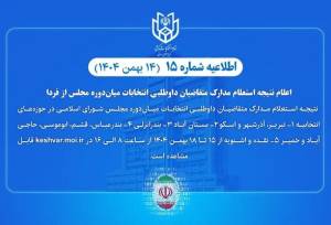 فردا استعلام مدارک متقاضیان انتخابات میاندوره‌ای مجلس اعلام می‌شود