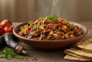 میرزا قاسمی اصیل با بادمجان کبابی و طعمی دودی