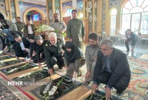 ادای احترام شینا انصاری به ۳هزار شهید استان سمنان درگلزار شهدای گرمسار