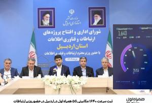 ثبت سرعت ۱۶۴۰ مگابیتی ۵G همراه اول در اردبیل در حضور وزیر ارتباطات