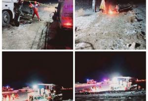 برخورد اتوبوس با کامیون در محور سربیشه_نهبندان