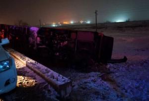 واژگونی اتوبوس مسافربری در محور ارومیه–مهاباد ‌