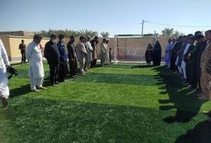 افتتاح زمین چمن مصنوعی در روستای گنبد سه پایه شهرستان دلگان