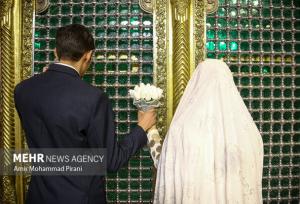 پیوند آسمانی ۱۲۱ زوج جوان در حرم بانوی کرامت