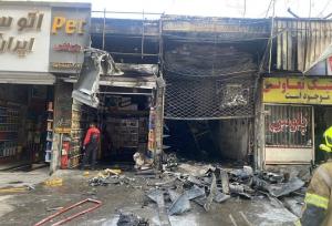 حریق یک مغازه سپرسازی در مشهد