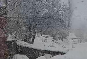 بارش برف در روستای بلچه‌سور مریوان