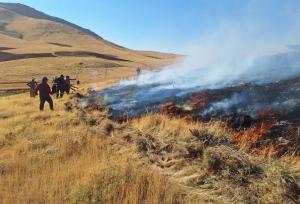 آتش‌سوزی مراتع و مزارع روستاهای دهگلان