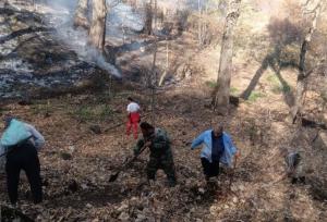 بالگرد هلال‌احمر بر فراز جنگل‌های گلستان / عملیات گسترده برای مهار آتش