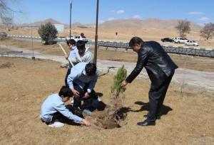 درخت کاری به نام پدر و با یاد شهید سلیمانی در سمنان
