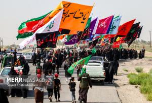 کاروان پیاده انصار الحسین (ع) مشهد وارد خرمشهر شد