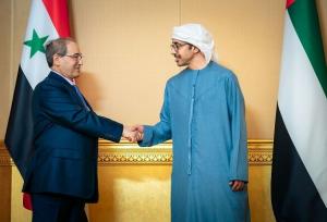 دیدار وزیران خارجه امارات و سوریه در ابوظبی+ عکس
