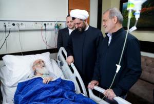 عیادت رئیس جمهور از آیت‌الله‌العظمی نوری همدانی