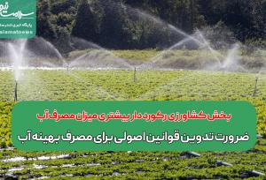 بخش کشاورزی رکورددار بیشتری میزان مصرف آب/ ضرورت تدوین قوانین اصولی برای مصرف بهینه آب