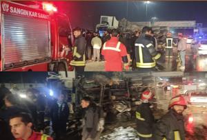 واژگونی کامیون حمل بتن در محور بیستون یک قربانی گرفت