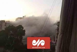 لحظه انفجار قوی در منطقه ضاحیه جنوب بیروت