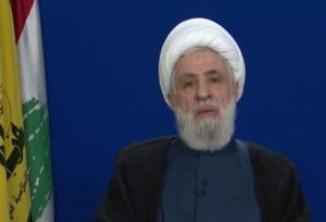 قدردانی شیخ نعیم قاسم از رهبری و ملت ایران در دیدار با لاریجانی