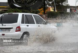 بارش شدید باران در منطقه چاهکیچی دلگان