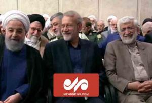 قاب مشترک سعید جلیلی، علی لاریجانی و حسن روحانی در مراسم تنفیذ