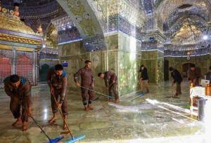 حرم امامین عسکریین (ع) شست‌‌وشو شد+عکس