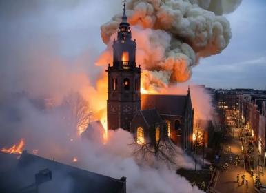 کلیسای تاریخی وندلکرک در آتش سوخت!