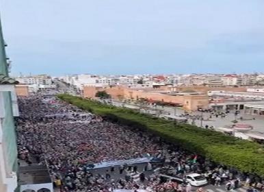 تظاهرات گسترده ضد جنگ در پایتخت مراکش+فیلم