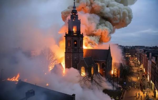 کلیسای تاریخی وندلکرک در آتش سوخت!