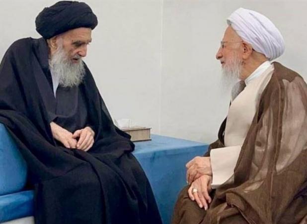 دیدار آیت‌الله جوادی آملی با مرجع شیعیان عراق