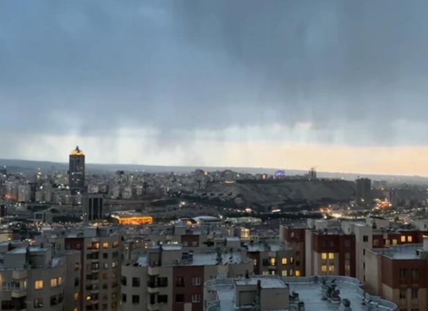 بارش باران بهاری و حال و هوای تماشایی آسمان تبریز