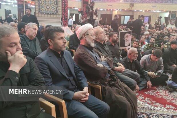 حضور علی لاریجانی در مراسم وداع با پیکر سردار رشید در دزفول