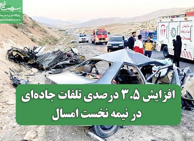 افزایش ۳.۵ درصدی تلفات جاده‌ای در نیمه نخست امسال
