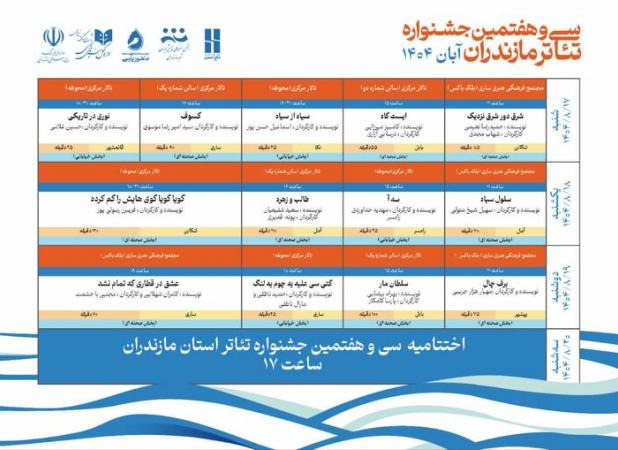 جدول زمانبندی اجراهای سی‌وهفتمین جشنواره تئاتر مازندران اعلام شد