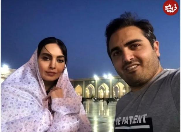 چهر مارال سریال آنام با چادر نماز در حرم امام رضا (ع)