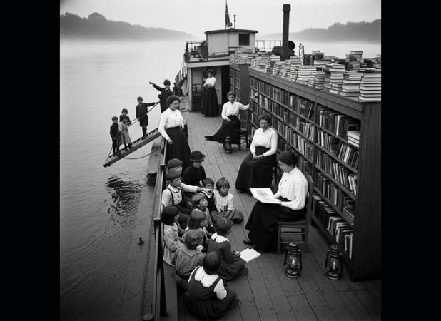 کتابخانه‌ای روی آب؛ زنان می‌سی‌سی‌پی بار کتاب و فانوس داشتند