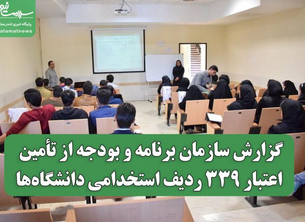 گزارش سازمان برنامه و بودجه از تأمین اعتبار ۳۳۹ ردیف استخدامی دانشگاه‌ها