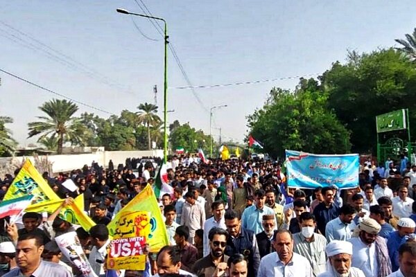 طنین شعار «مرگ بر آمریکا» از دل نخلستان های قصرقند