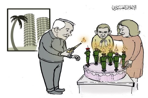 کیک تولد پسر نتانیاهو و فوت کردن شمع زندگی نظامیان صهیونیست