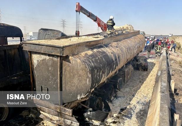 ویدیو/انفجار تانکر سوخت در کمربندی یزد