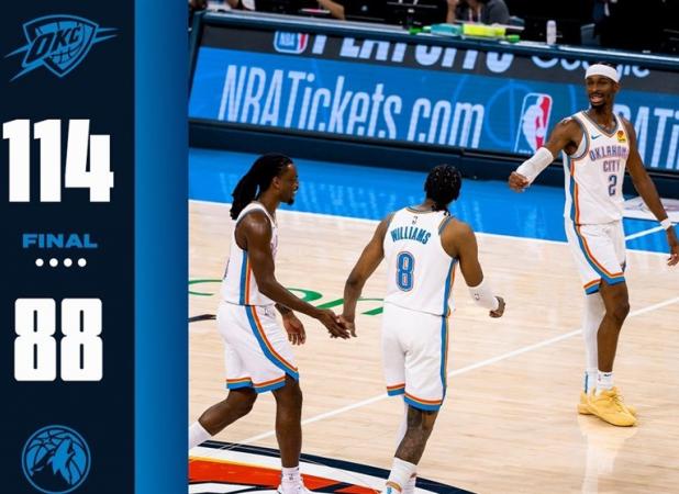 پیروزی قاطع اوکلاهماسیتی در بازی نخست فینال غرب NBA