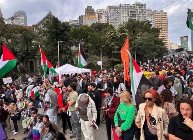 تظاهرات در سائوپائولو در حمایت از فلسطین و ایران