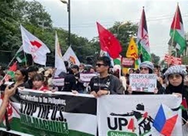 تظاهرات دانشجویان در مانیل در حمایت از فلسطین