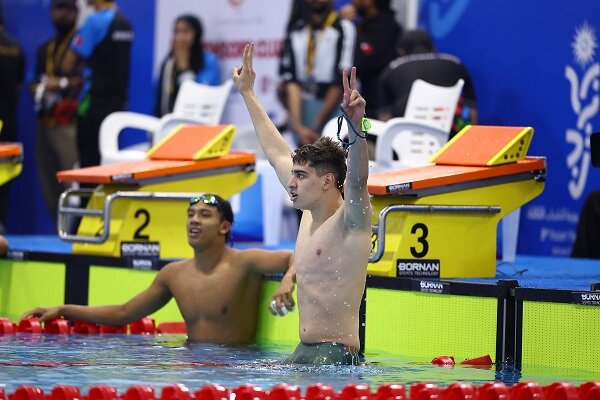 غلامی در ۲۰۰ متر پروانه مدال برنز گرفت / سومین مدال شنا در ریاض