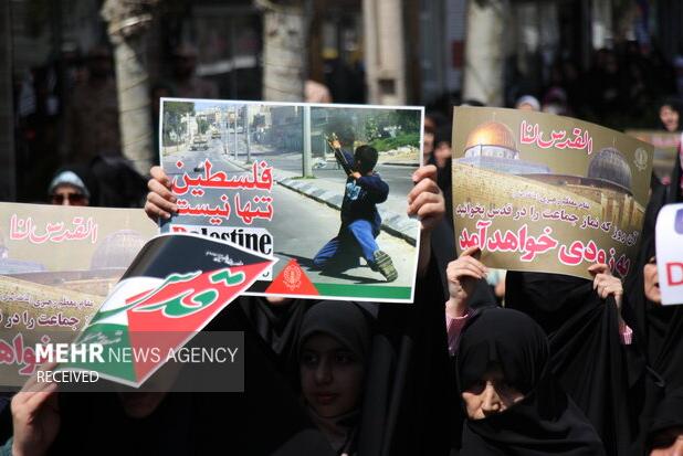 راهپیمایی نمازگزاران ماسالی در حمایت از مردم غزه