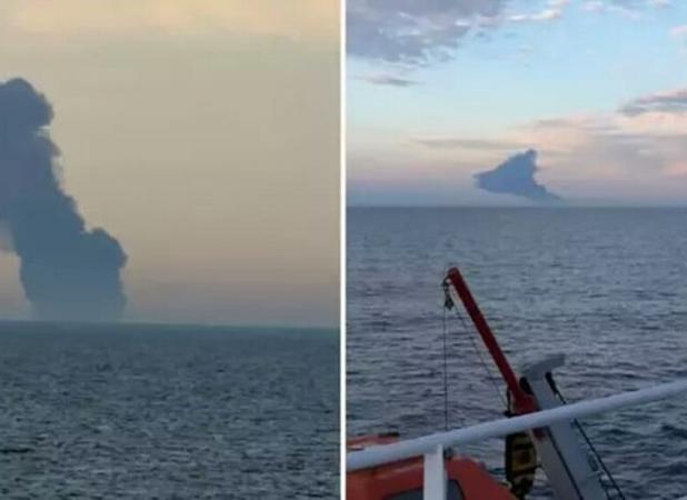 وقوع انفجار در یک نفت‌کش در دریای سیاه+ فیلم