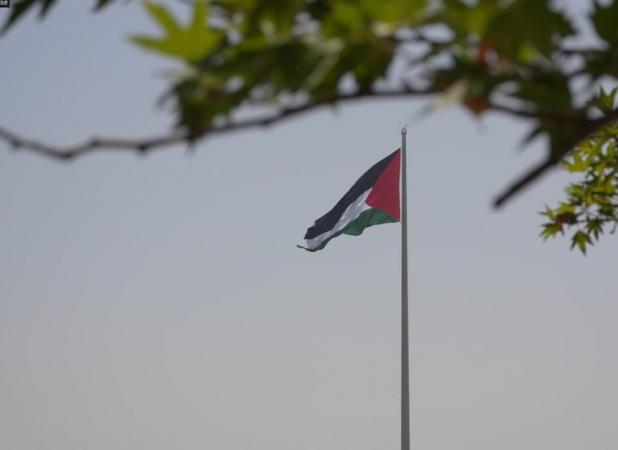 تصاویر/ بزرگترین پرچم فلسطین در تهران به اهتزاز درآمد