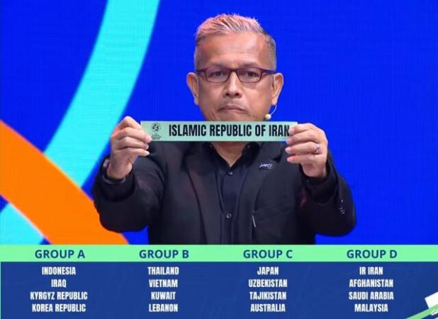 هم‌گروهی ایران با  افغانستان، عربستان و مالزی در جام‌ملت‌های فوتسال آسیا
