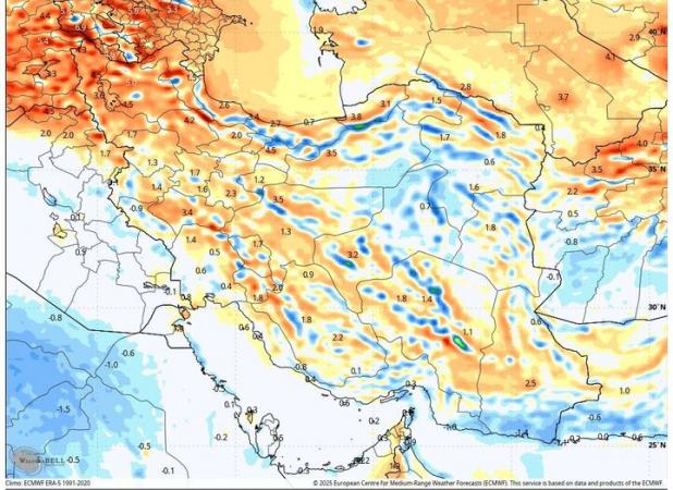 بارش پراکنده و کاهش دما در شمال کشور؛ طوفان گردوخاک در شرق