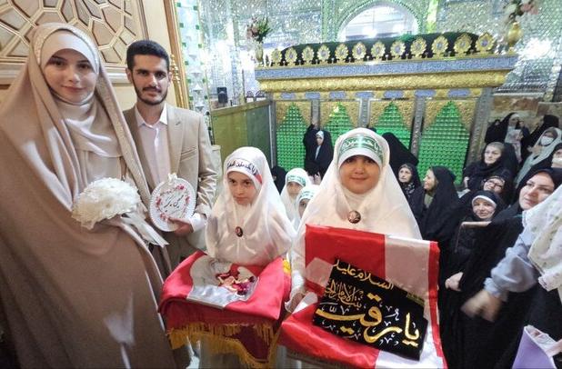 جشن ازدواج دو جوان در حرم خواهر امام رشت