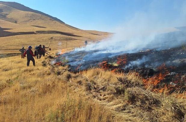 آتش‌سوزی مراتع و مزارع روستاهای دهگلان